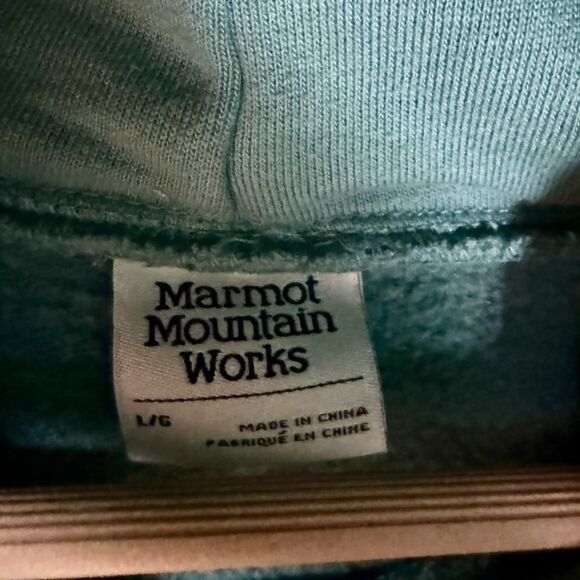 Marmot Mountain Works Coastal Hoody Green Pullover Sweatshirt Women’s Large - Picture 3 of 5